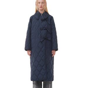 NWT Ganni Ripstop Quilt Asymmetric Coat (Blue)